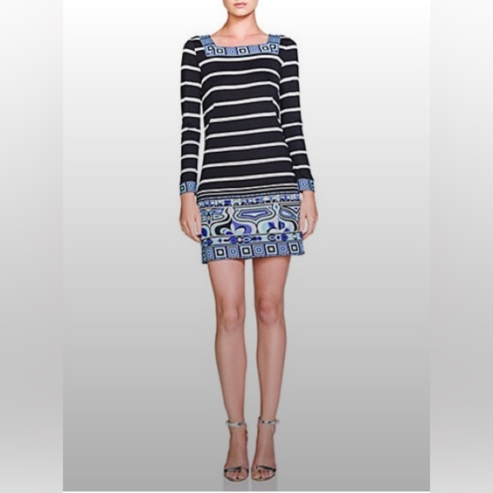 EMILIO PUCCI BLACK & WHITE STRIPE DRESS MODEL 51RL85 SIZE IT 42 / US 8